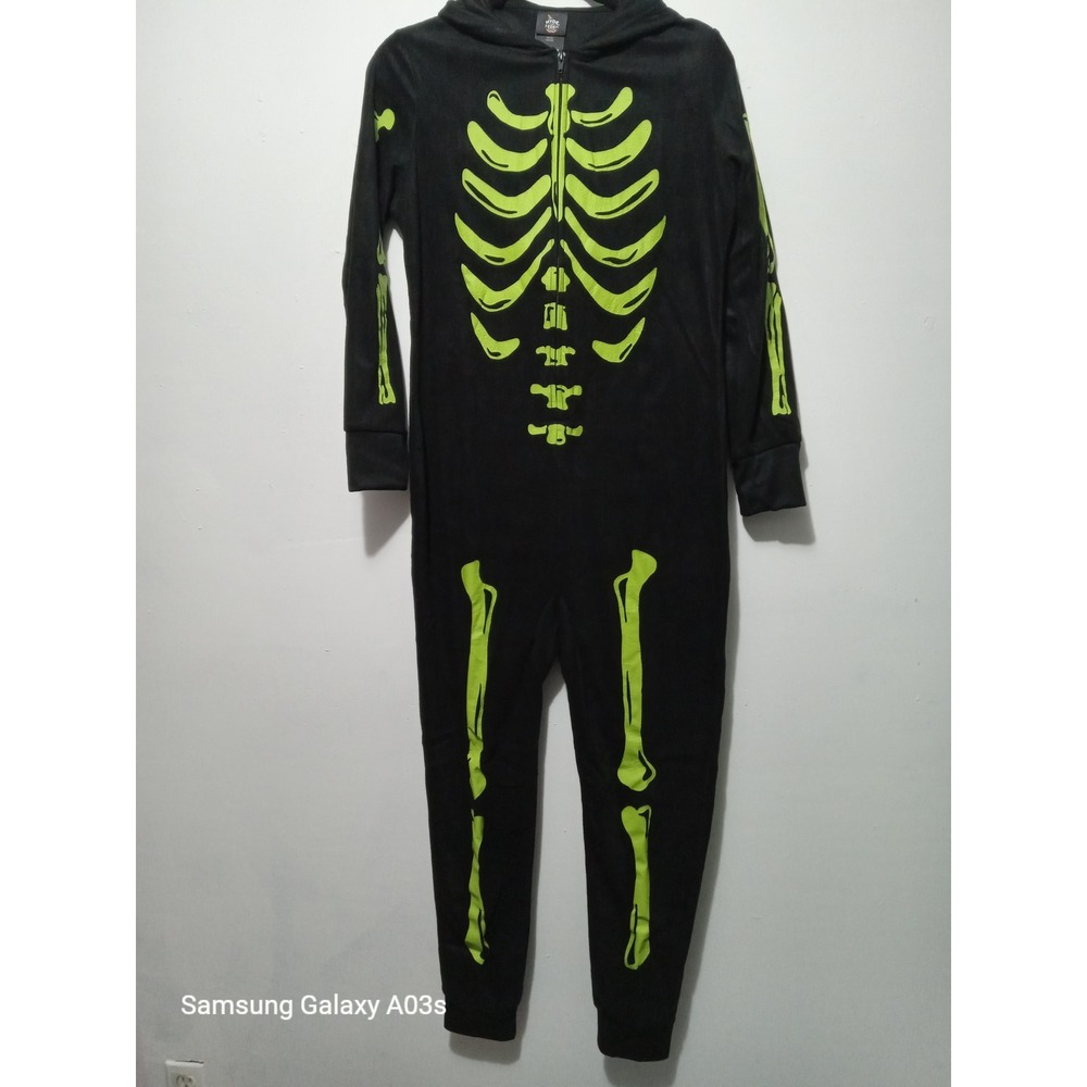 Hyde and EEK Size S Women's Skeleton Glow in the Dark Fleece Pajamas Jumpsuit
